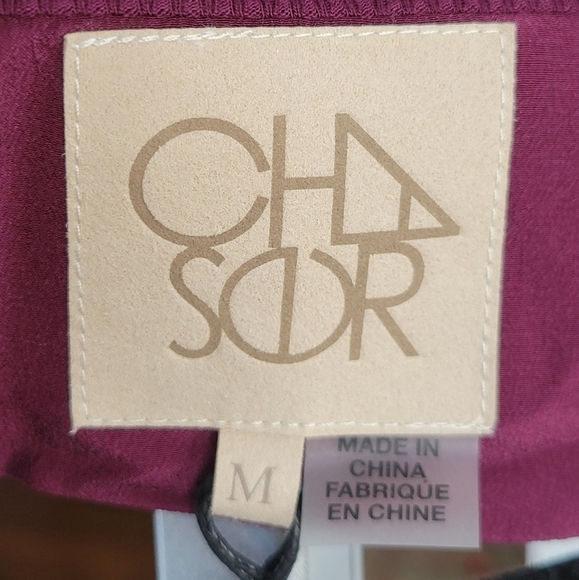 NWOT CHASER Woman's Draped Open Back Raglan Blouse Sz M Cabernet - Picture 9 of 12